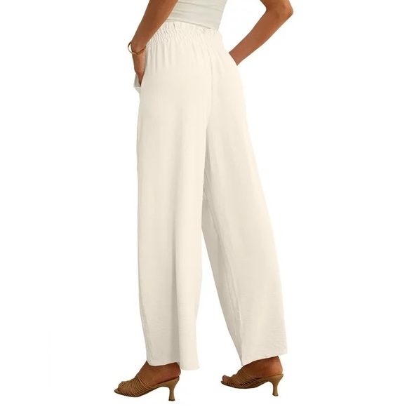 JWD Women’s Wide Leg High-Waisted Pants with Pockets Ivory White Size M NWT - Picture 2 of 8